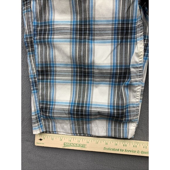 Southpole Bermuda Shorts Mens Size 34X13 Blue Black White Checked Slash Pockets - Picture 7 of 15